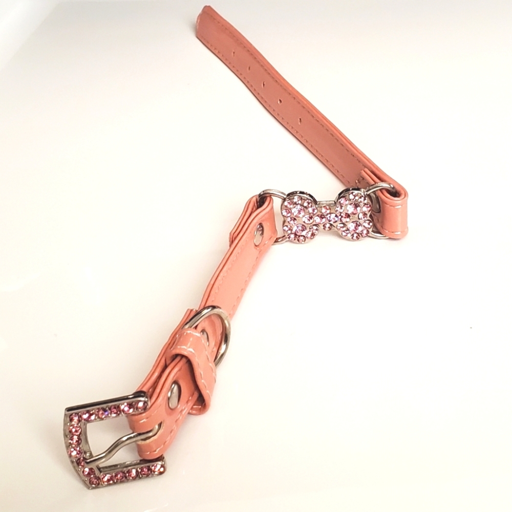 Dog Collar Faux Pink Patent Leather Pink Diamonds